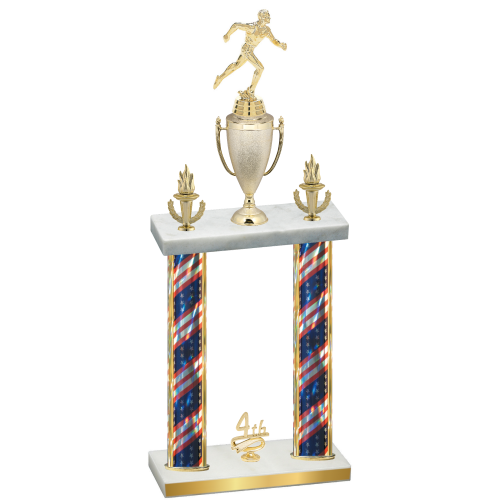 Double Flag USA Fourth Place Running Trophy