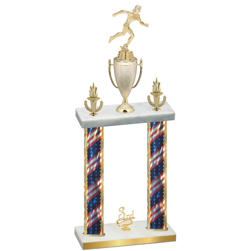 Double Flag USA Third Place Running Trophy