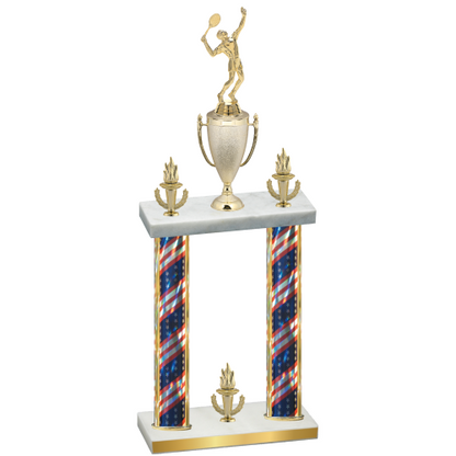 Double Flag USA Victory Tennis Trophy