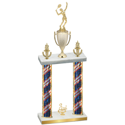 Double Flag USA Third Place Tennis Trophy