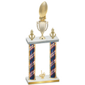 Double Flag USA First Place Football Trophy
