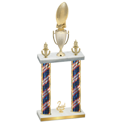 Double Flag USA Second Place Football Trophy