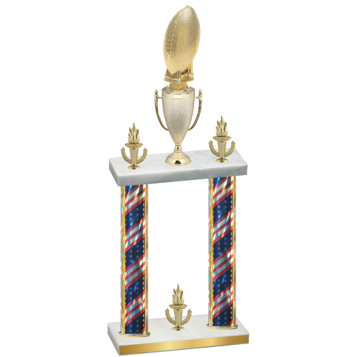 Double Flag USA Victory Football Trophy