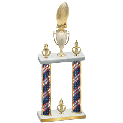Double Flag USA Victory Football Trophy