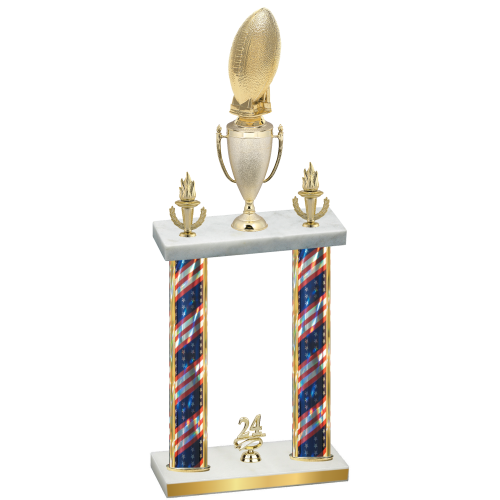 Double Flag USA Year Football Trophy