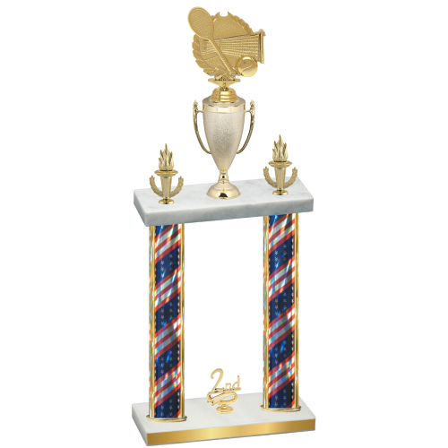 Double Flag USA Second Place Tennis Trophy
