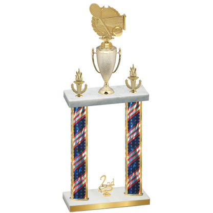 Double Flag USA Second Place Tennis Trophy