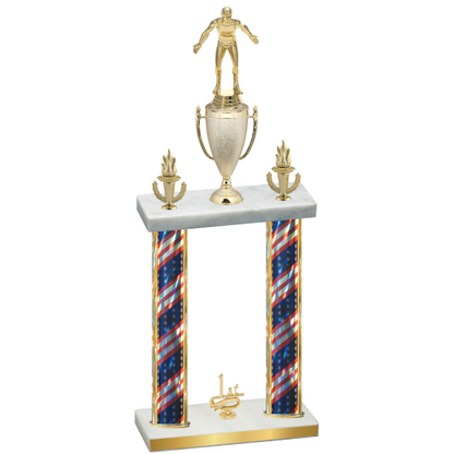 Double Flag USA First Place Wrestling Trophy