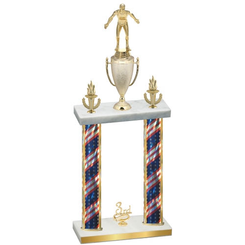 Double Flag USA Third Place Wrestling Trophy