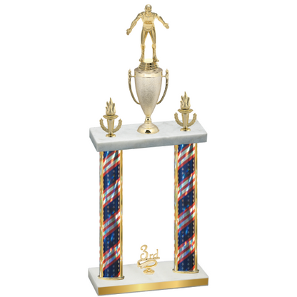 Double Flag USA Third Place Wrestling Trophy