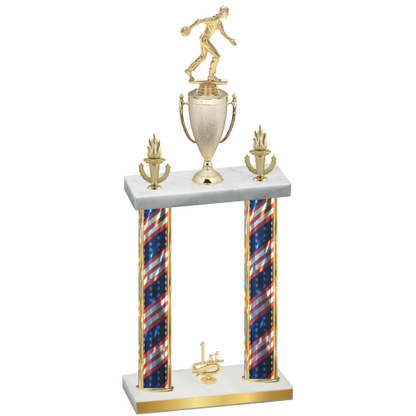 Double Flag USA First Place Bowling Trophy