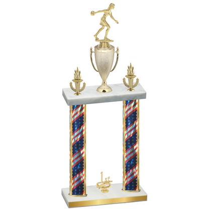 Double Flag USA First Place Bowling Trophy