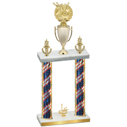 Double Flag USA First Place Bowling Trophy