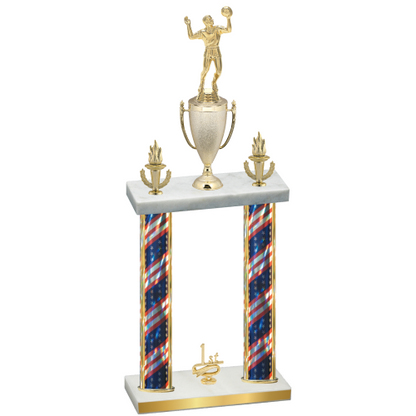 Double Flag USA First Place Volleyball Trophy