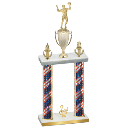 Double Flag USA Second Place Volleyball Trophy