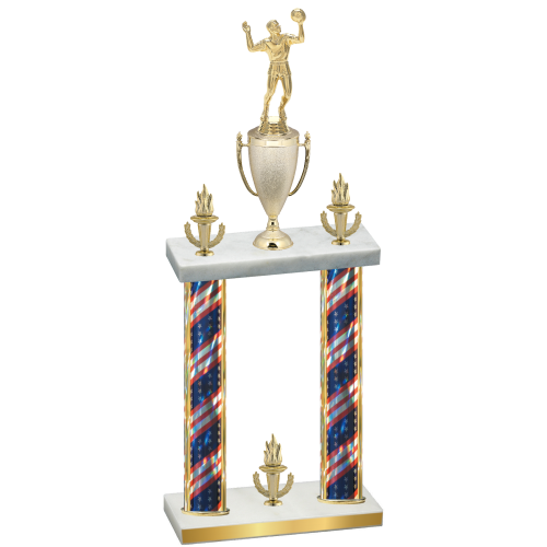 Double Flag USA Victory Volleyball Trophy