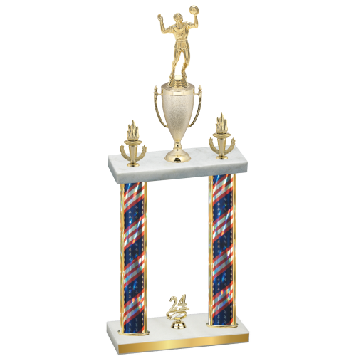 Double Flag USA Year Volleyball Trophy
