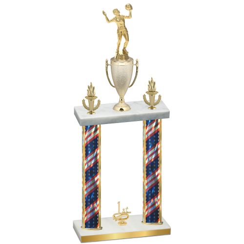 Double Flag USA First Place Volleyball Trophy