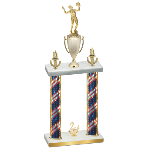 Double Flag USA Second Place Volleyball Trophy