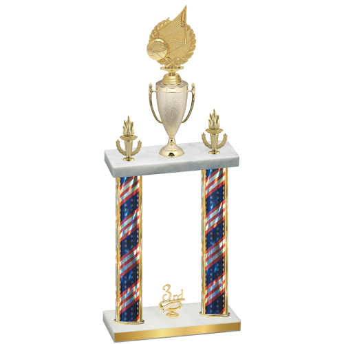 Double Flag USA Third Place Volleyball Trophy