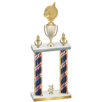 Double Flag USA Year Volleyball Trophy