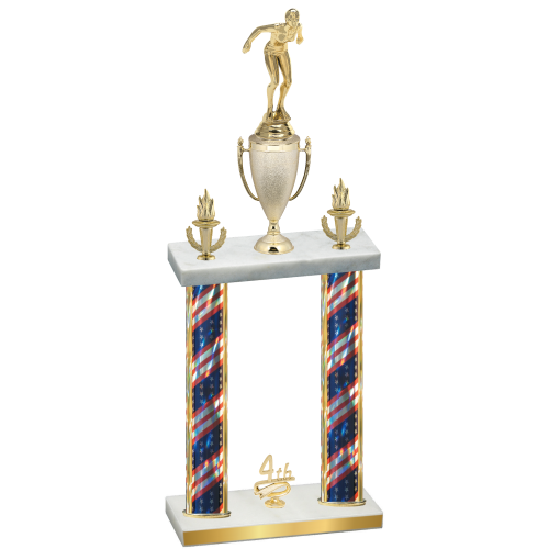 Double Flag USA Fourth Place Tennis Trophy