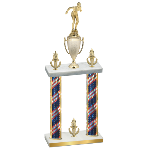 Double Flag USA Victory Tennis Trophy