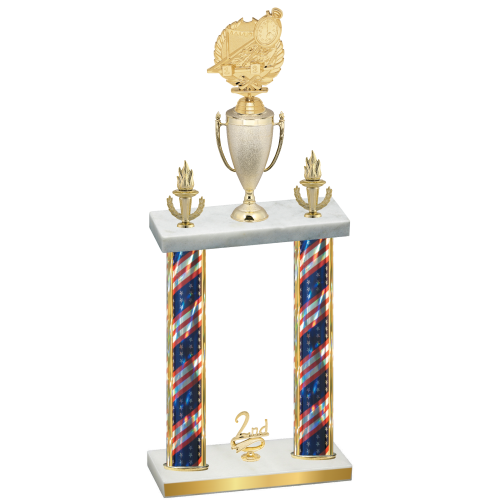 Double Flag USA Second Place Swimming Trophy