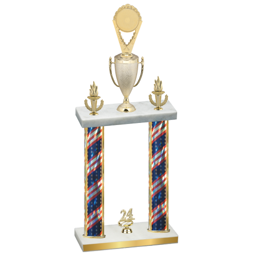 Double Flag USA Year Insert Trophy