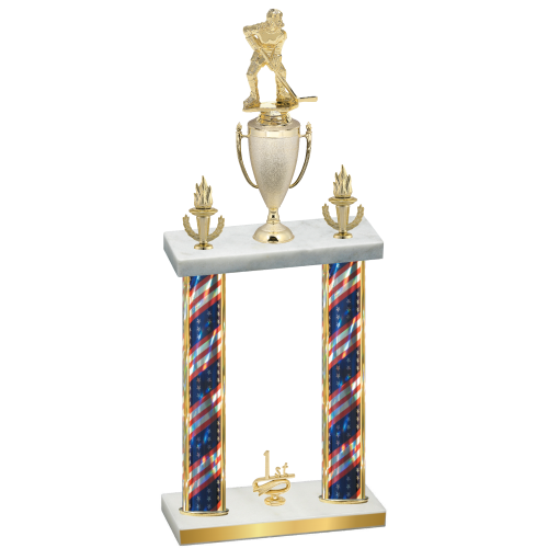 Double Flag USA First Place Hockey Trophy