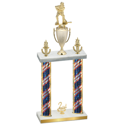 Double Flag USA Second Place Hockey Trophy