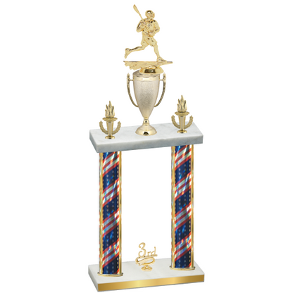 Double Flag USA Third Place Lacrosse Trophy