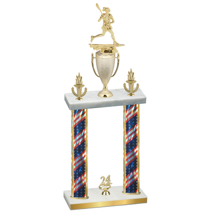 Double Flag USA Year Lacrosse Trophy