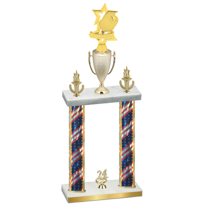 Double Flag USA Year Pickleball Trophy