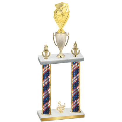 Double Flag USA Third Place Pickleball Trophy