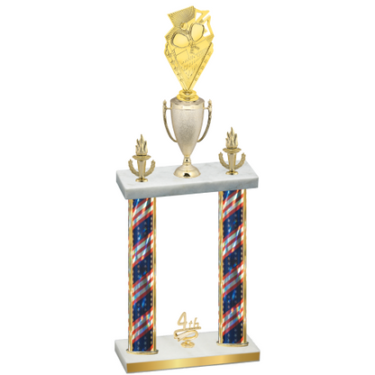 Double Flag USA Fourth Place Pickleball Trophy