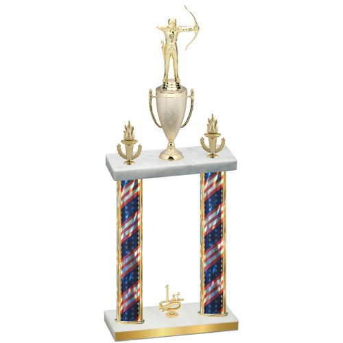 Double Flag USA First Place Archery Trophy