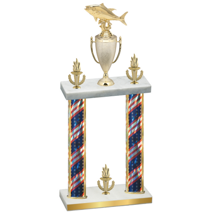 Double Flag USA Victory Fishing Trophy