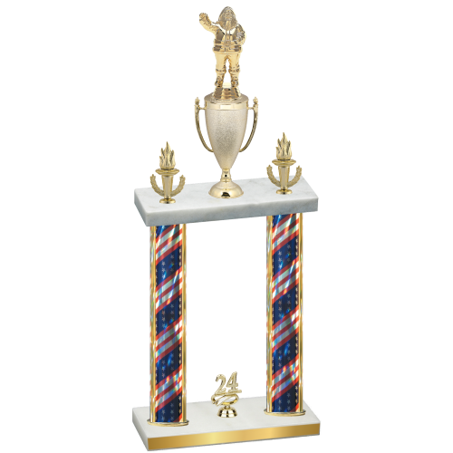 Double Flag USA Year Holiday Trophy