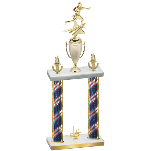 Double Flag USA First Place Flag Football Trophy