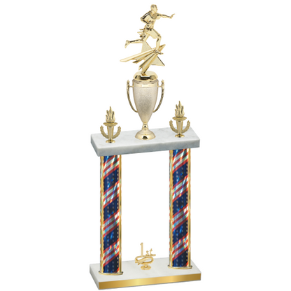 Double Flag USA First Place Flag Football Trophy