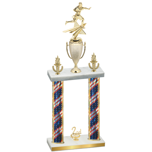 Double Flag USA Second Place Flag Football Trophy