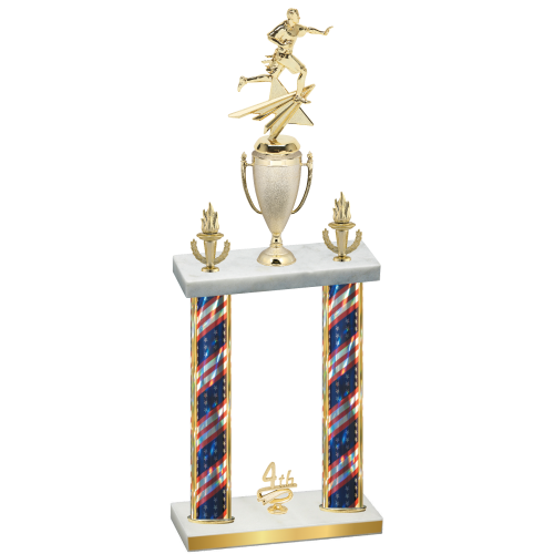 Double Flag USA Fourth Place Flag Football Trophy