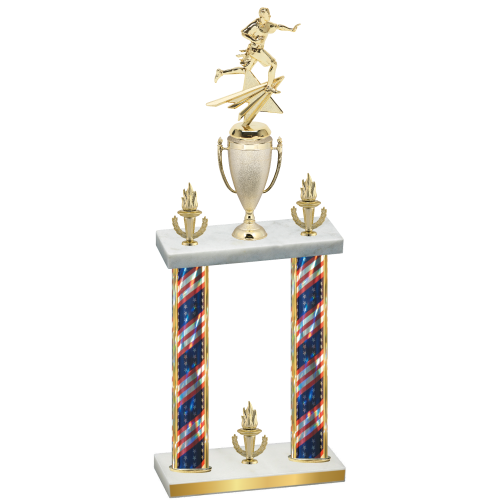 Double Flag USA Victory Flag Football Trophy