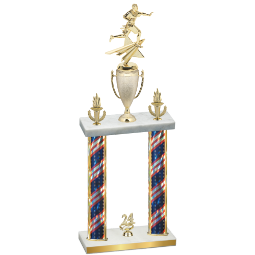 Double Flag USA Year Flag Football Trophy