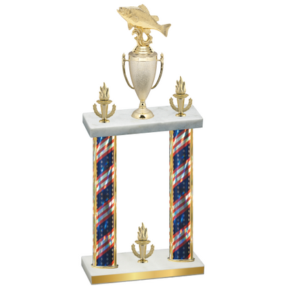Double Flag USA Victory Fishing Trophy