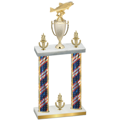 Double Flag USA Victory Fishing Trophy