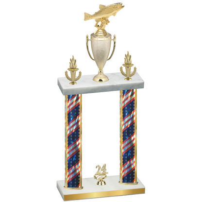 Double Flag USA Year Fishing Trophy