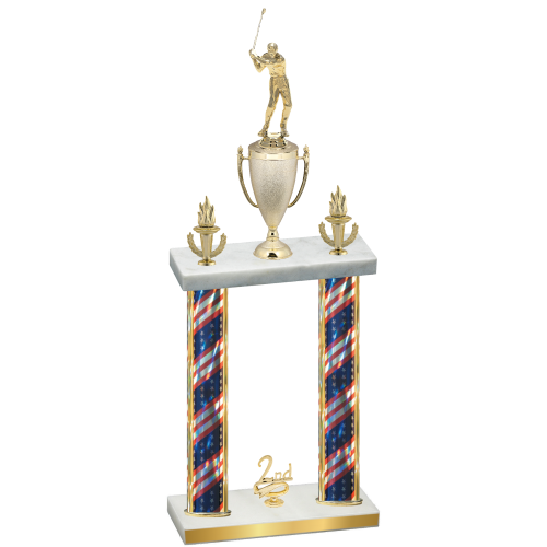 Double Flag USA Second Place Golf Trophy