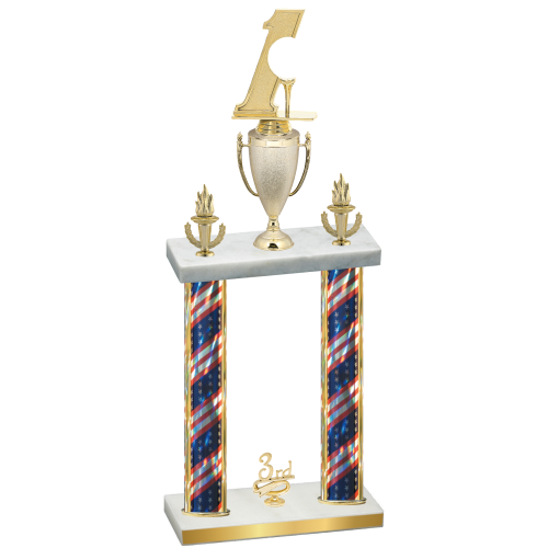 Double Flag USA Third Place Golf Trophy